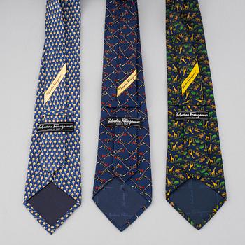 SALVATORE FERRAGAMO, three silk ties.