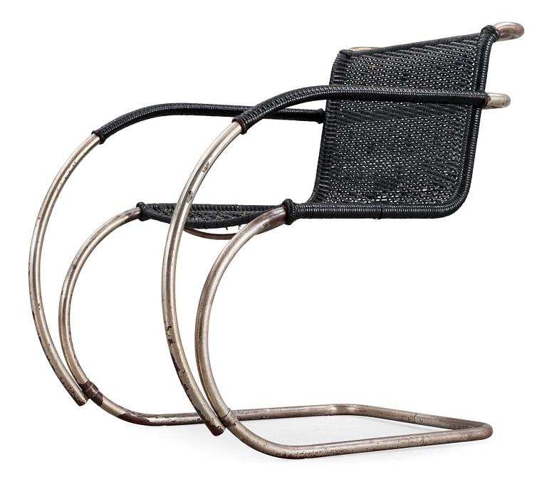 A Ludwig Mies van der Rohe 'MR 20' armchair, Berliner Metallgewerbe Josef Müller or Bamberg Metallwerkstatten, ca 1927.