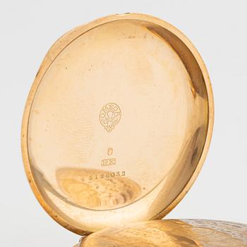 Omega, pocket watch, 18K gold, hunter case, 52.5 mm.