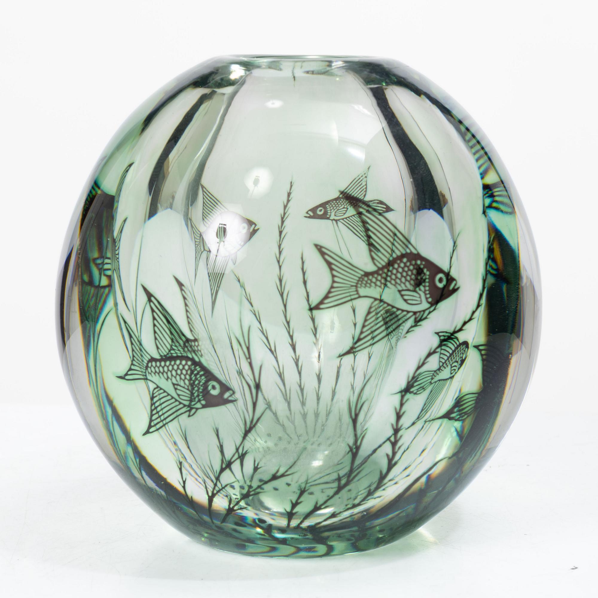 Edward Hald, a Fish Graal vase, Orrefors.