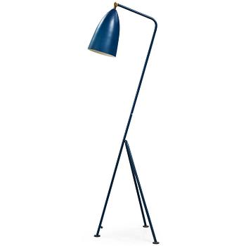 A Greta Magnusson Grossman blue lacquered 'Grasshopper'/G-33 floorlamp, Bergboms Sweden 1950's.