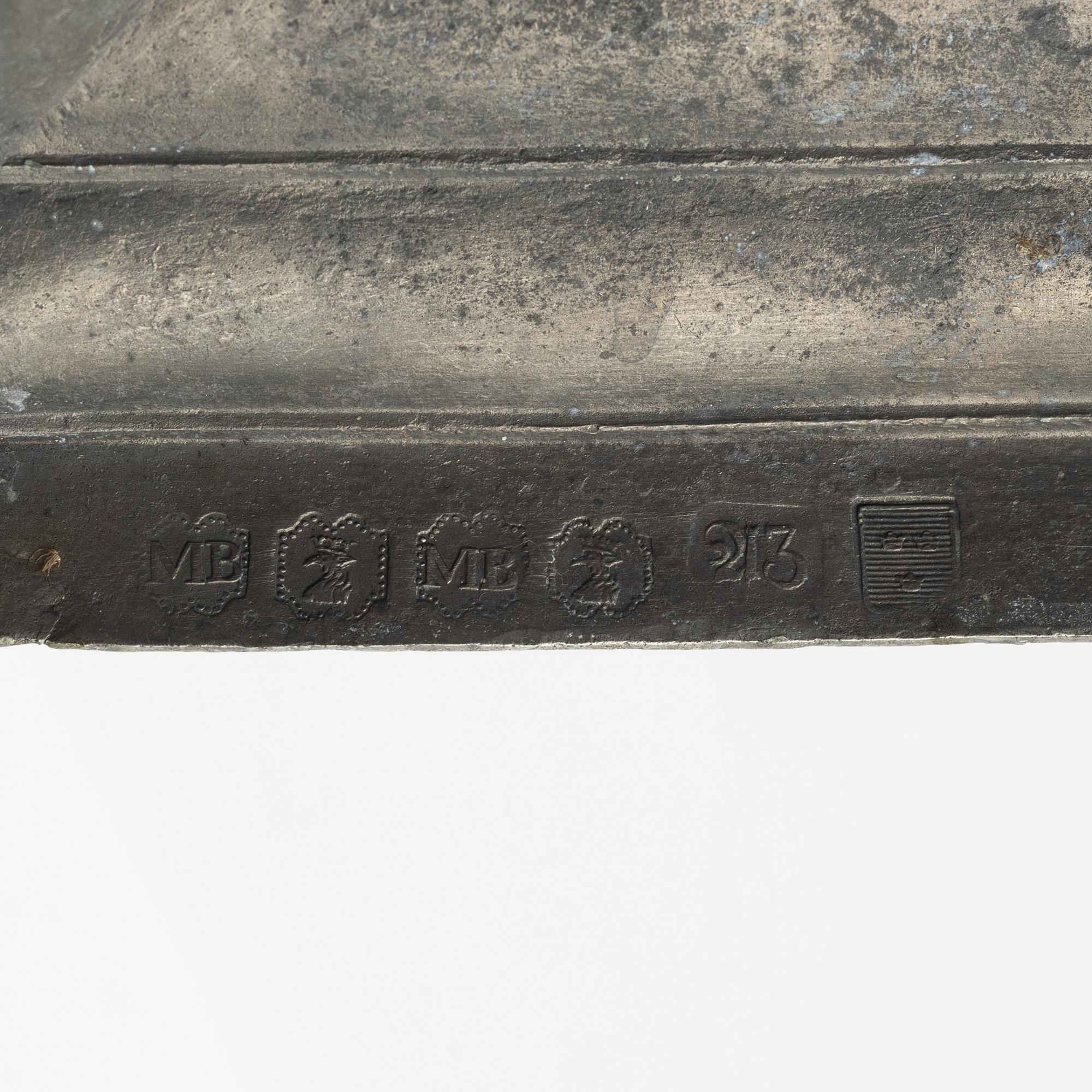 A pair of late Gustavian pewter candlesticks, mark of Magnus Bergman, Malmö 1809.