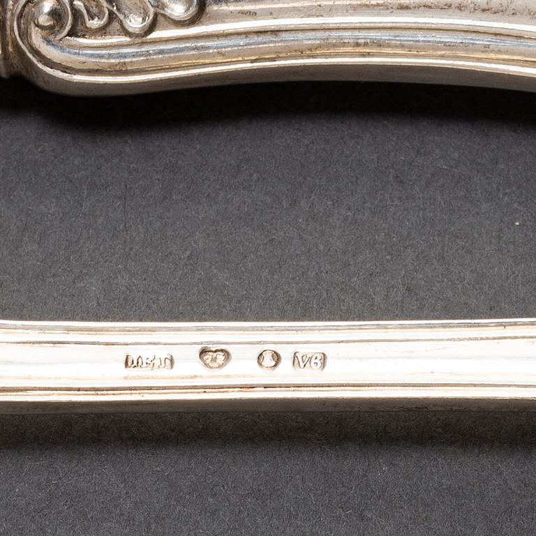 JE TORSK. Bestickuppsättning, 52 delar, silver "Snäckan". Stockholm, bl a 1899.