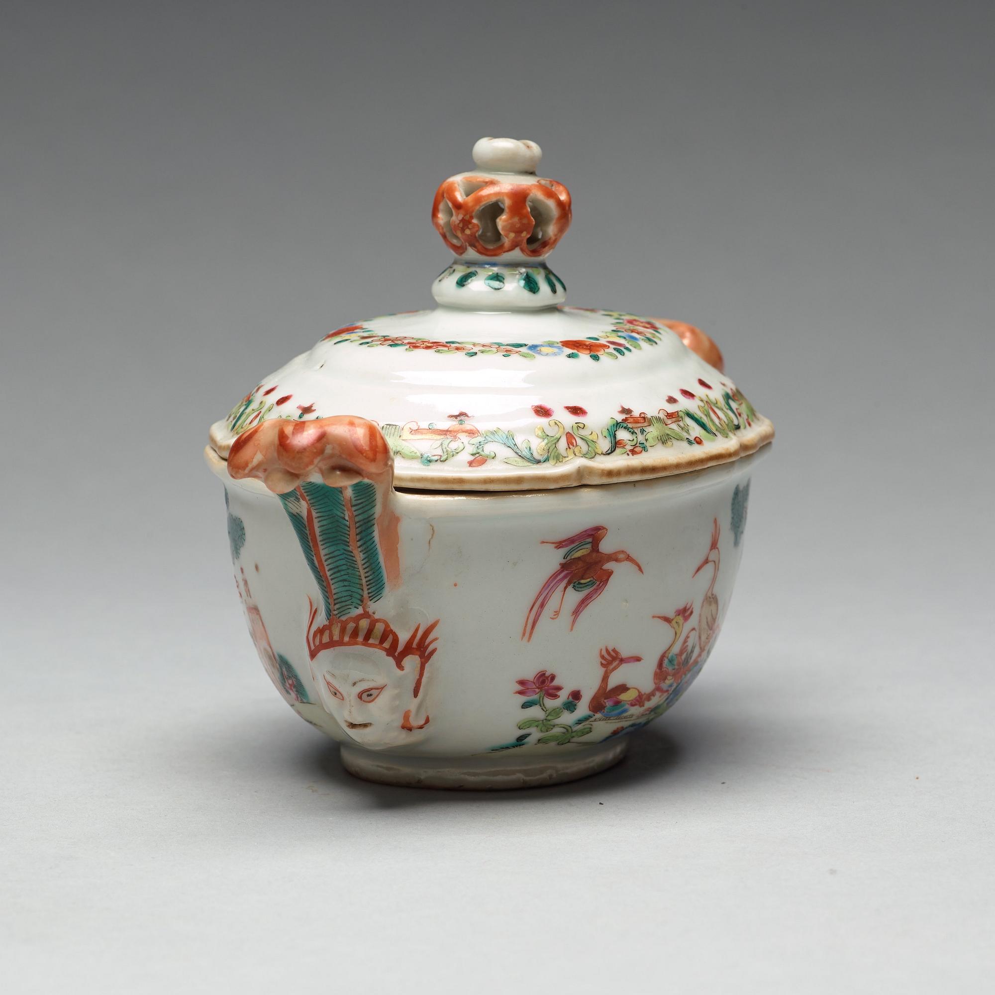 A famille rose 'du paquier' butter tureen with cover, Qing dynasty, Qianlong (1736-95).