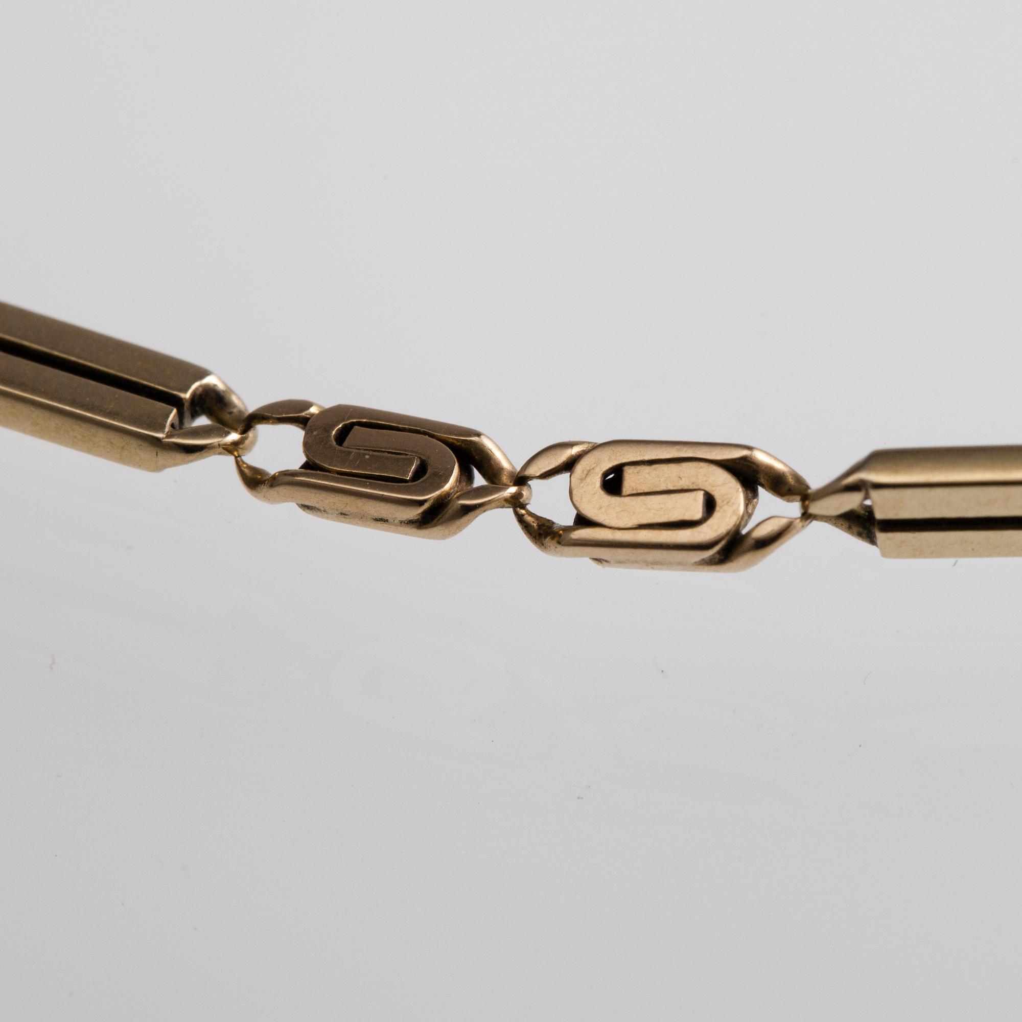 KLOCKKED, 14K guld, 1900-talets mitt. Vikt 10,9 g.