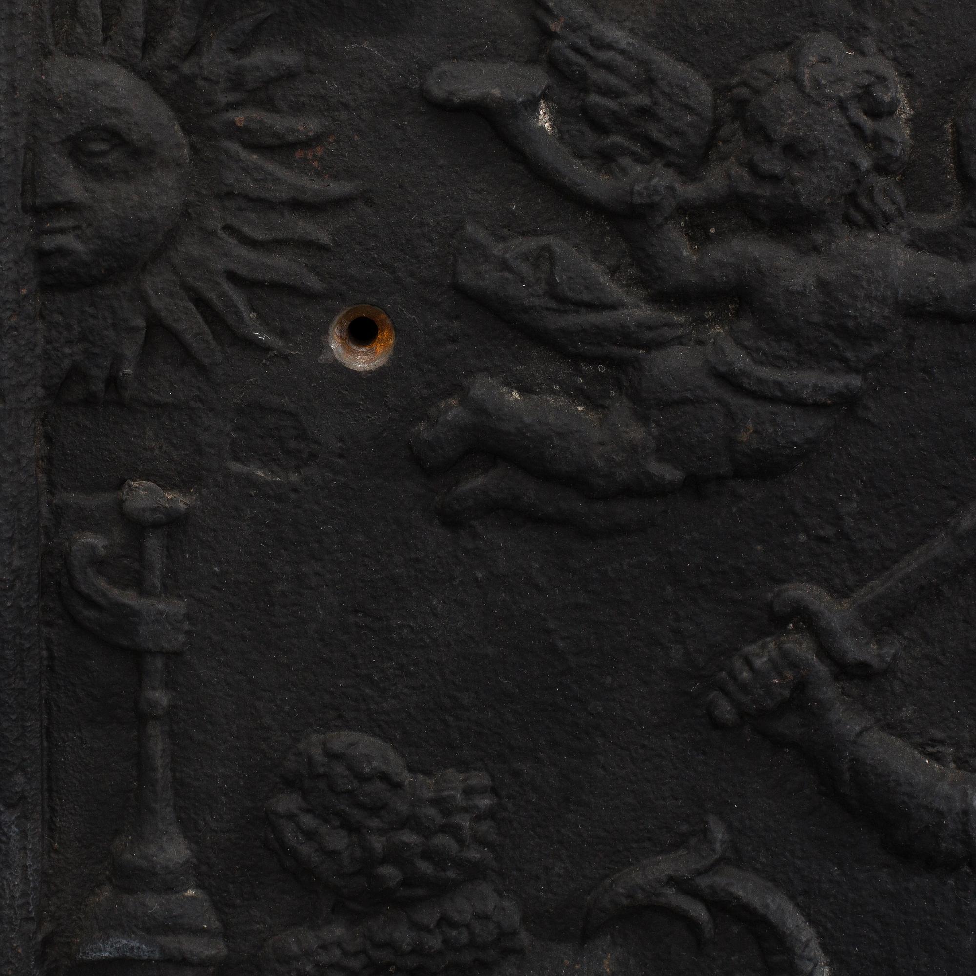 CAST IRON STOVE FRONT, 18th century.