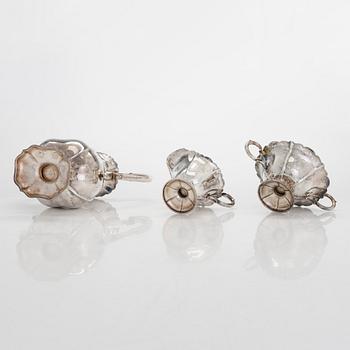 Kaffeservis, 3 delar, silver, Kultakeskus, Tavastehus 1938 och 1953.