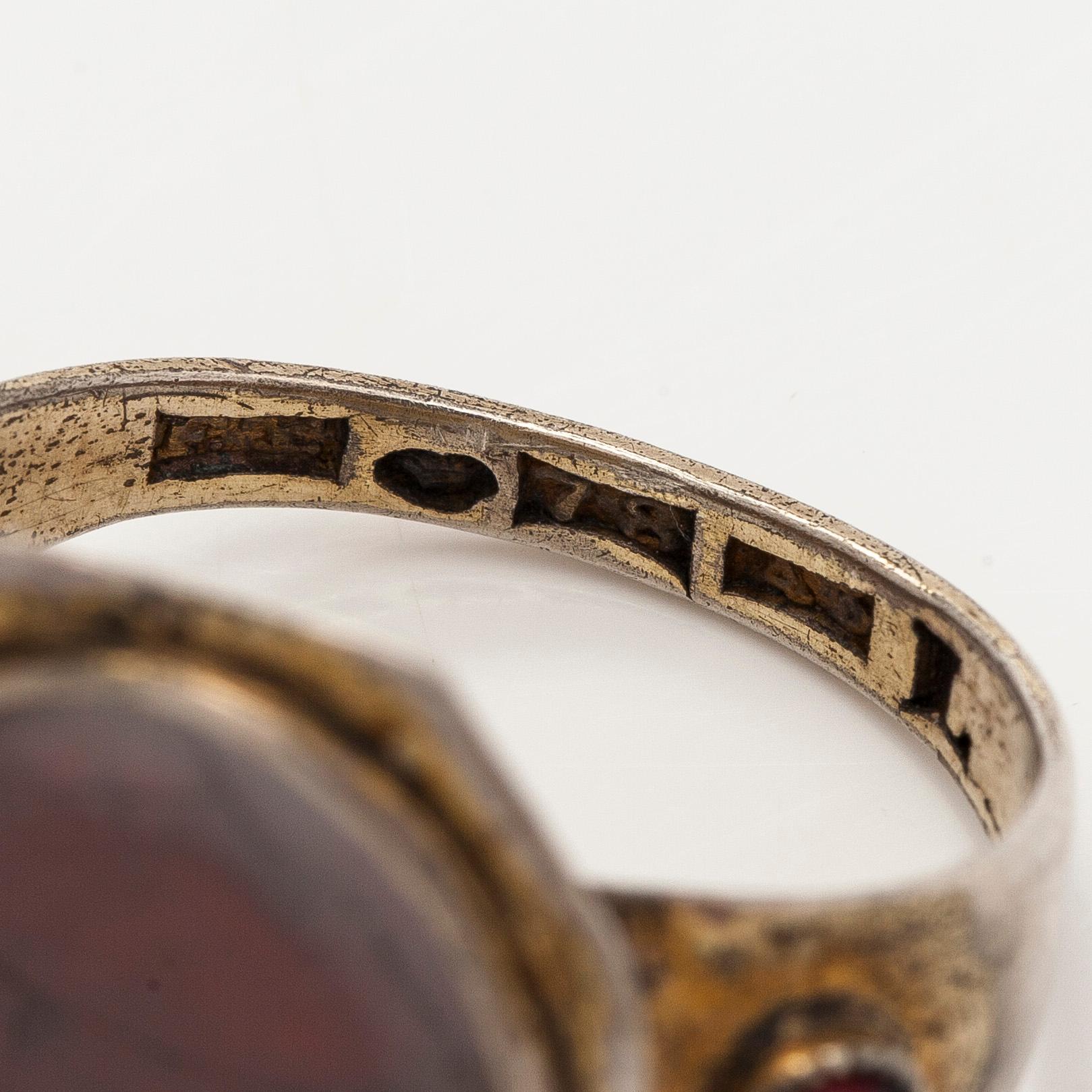 Rings, 3 pcs, silver, glass, Finland 19th century.