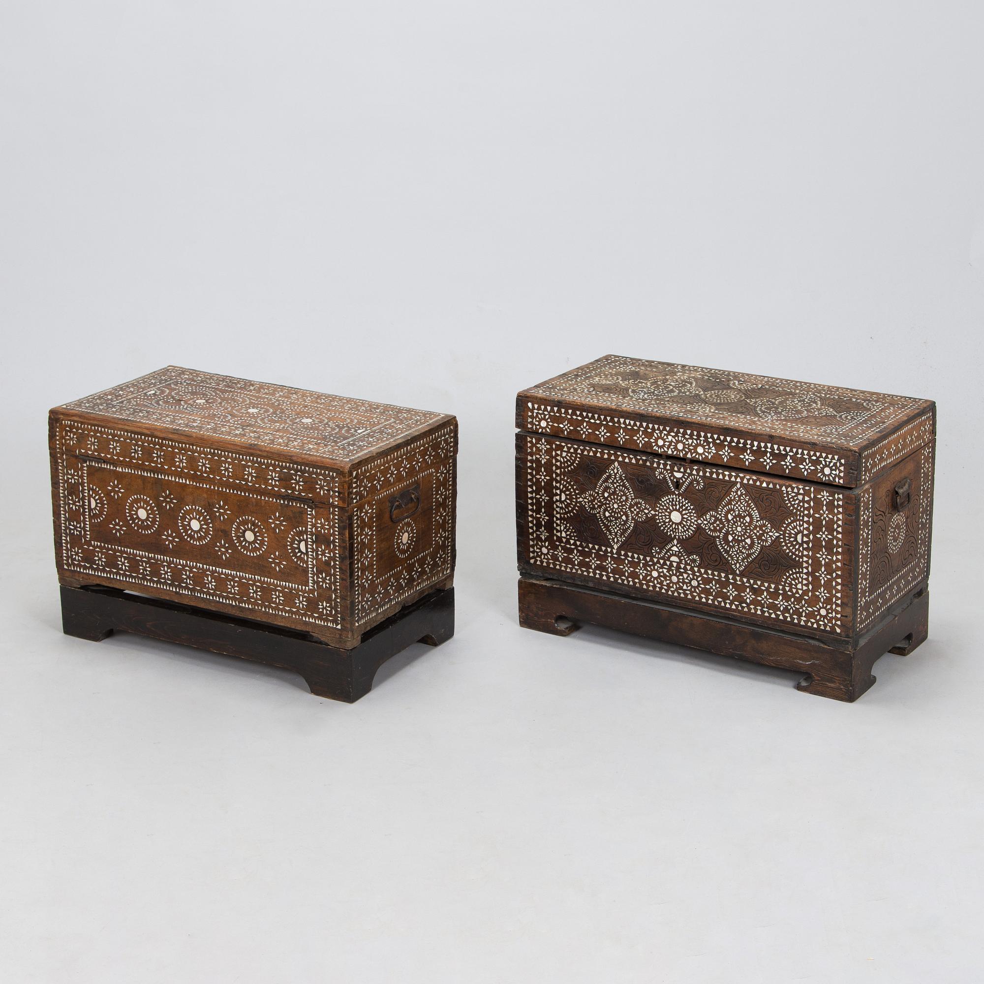 Two shell inlay chests, Philippines 20th century.