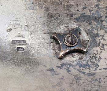 BRÖDKORG, silverplåt, 1800-talets  första hälft. Vikt ca 434 gram.