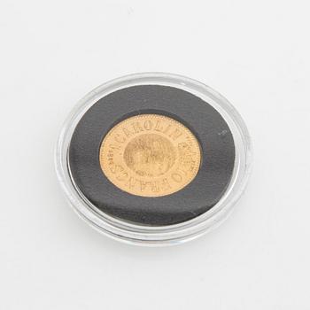 Guldmynt Sverige, Karl XV 1 Carolin 20 Francs, 1868.