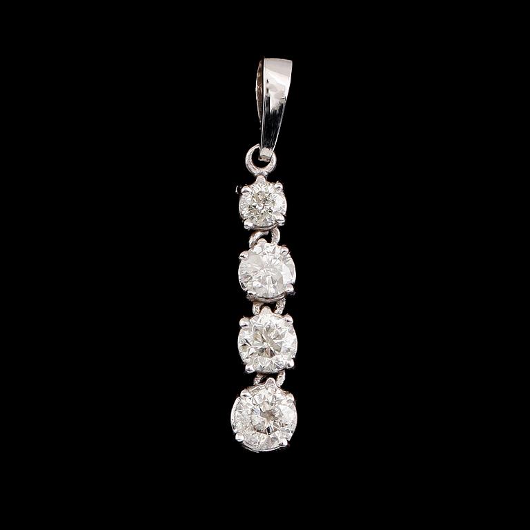 HÄNGE, 14 k vitguld, 4 briljantslipade diamanter tot ca 1.35 ct.