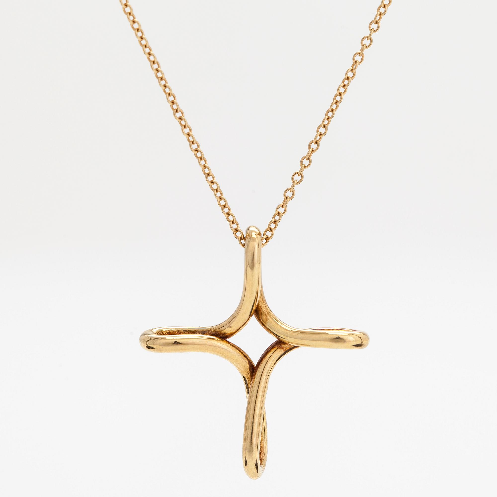 Tiffany & Co, Elsa Peretti, halsband, "Infinity Cross", 18K guld.