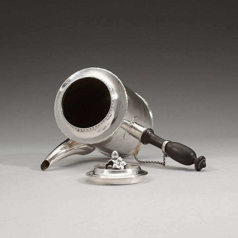 A Swedish 18th century silver coffee-pot, Julius Marianus Bergs, Stockholm 1784.