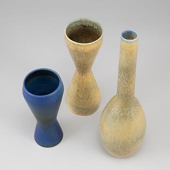 CARL-HARRY STÅLHANE, a set of three stoneware vases, Rörstrand.