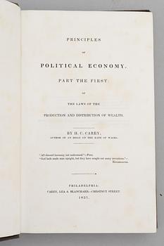 Carey’s ”Principles of Political Economy” complete in 4 parts (3 vols).
