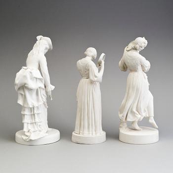 FIGURER, tre st, parian, Gustafsberg, sekelskiftet 1900.