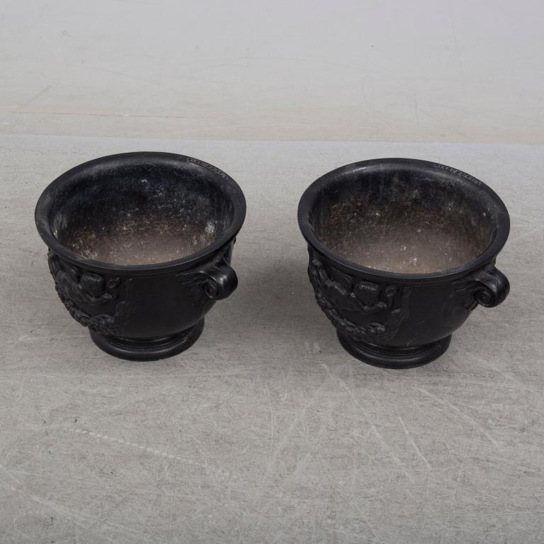 A pair of aluminium plant pots from Byarums Bruk, circa 2000.