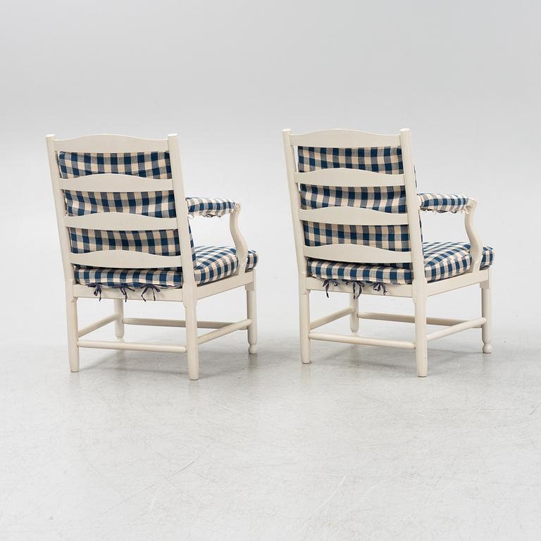 A pair of armchairs and stools 'Medevi Brunn' by IKEA, late 20th century.