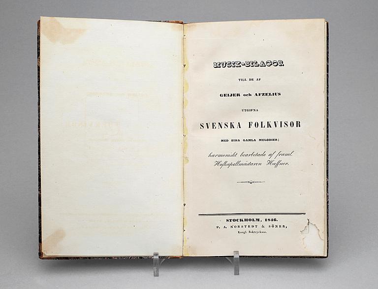 BOKVERK, "Svenska folkvisor", volym 1-4, P. A Nordstedt & söner, 1846.