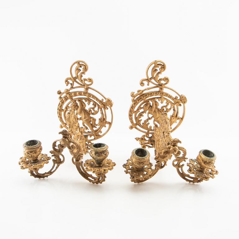 Wall sconces, a pair in the Louis XV style, circa 1900.