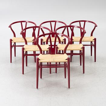 Hans J. Wegner, 6 chairs, model CH-24/"Wishbone Chair", Carl Hansen & Son, Denmark,