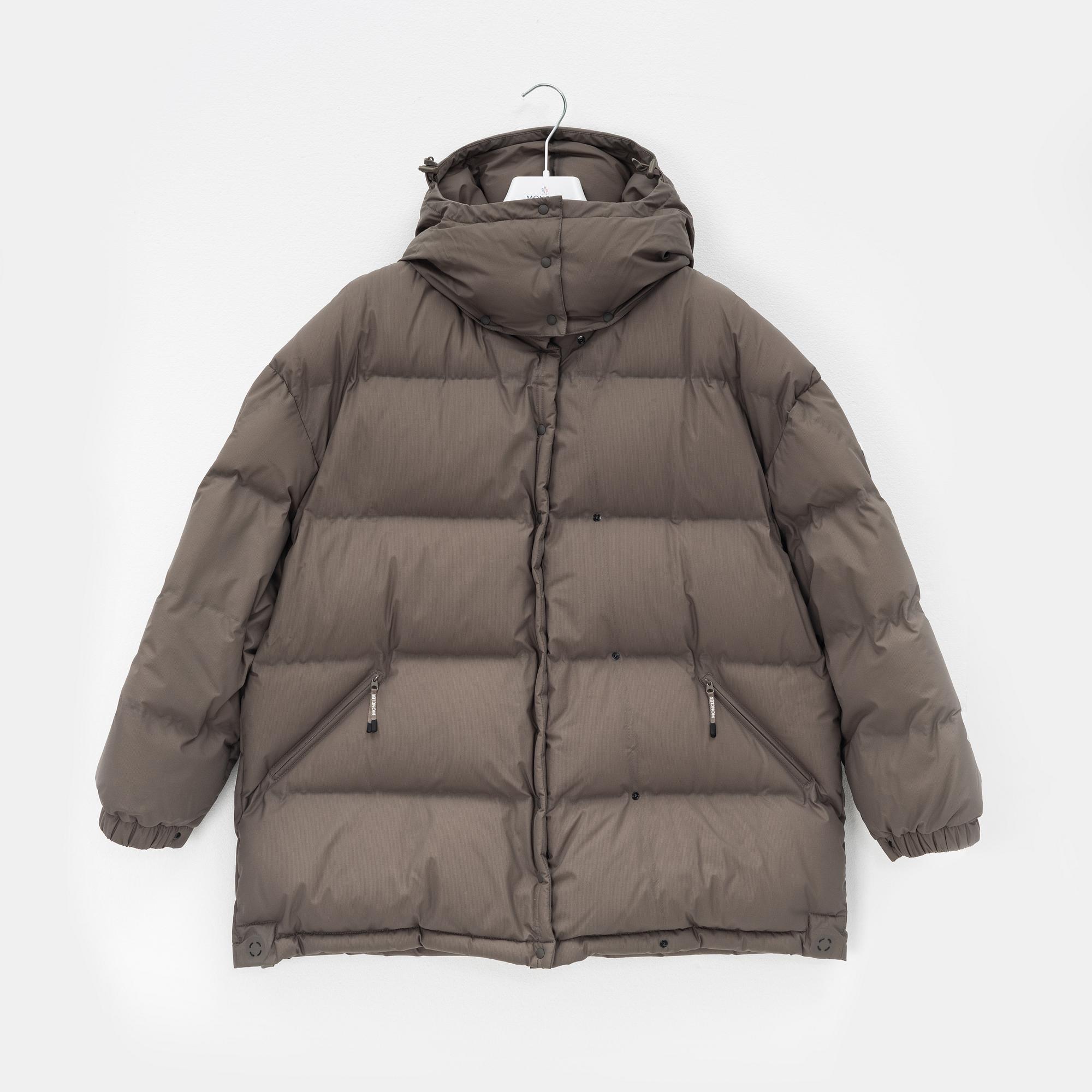 Moncler, a grey nylon 'Hyke' down jacket, size 2.