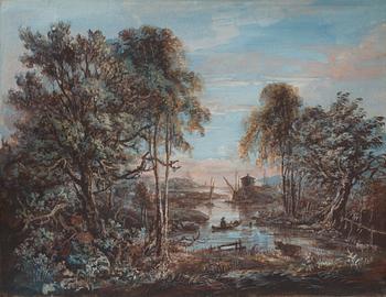 Elias Martin Attributed to, Costal landscape with forecastle.