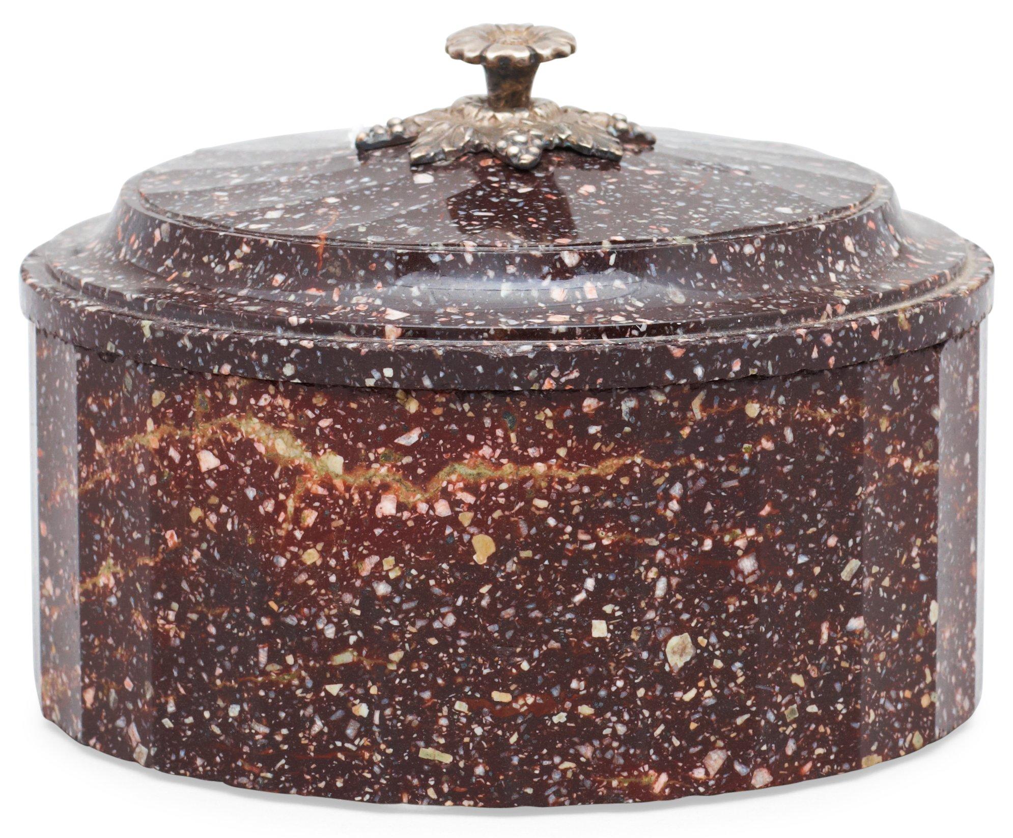 A Swedish Empire 19th century porphyry butter box.