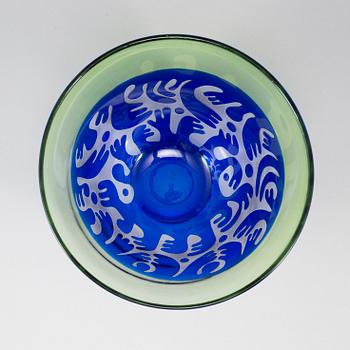 BERTIL VALLIEN, a unique blasted glass bowl, Boda Åfors, nr 1250.