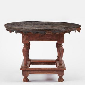 A Swedish leather-clad baroque table, late 17th century / circa 1700.