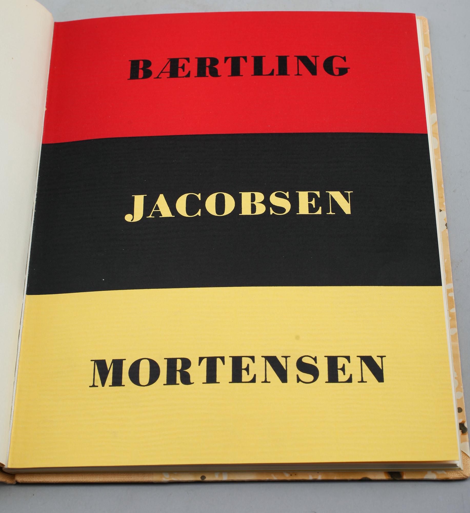 BOK "Konkret Realism, Baertling, Jacobsen, Mortensen", Åke Nyblom & Co Boktryckeri AB, Stockholm. 1956.