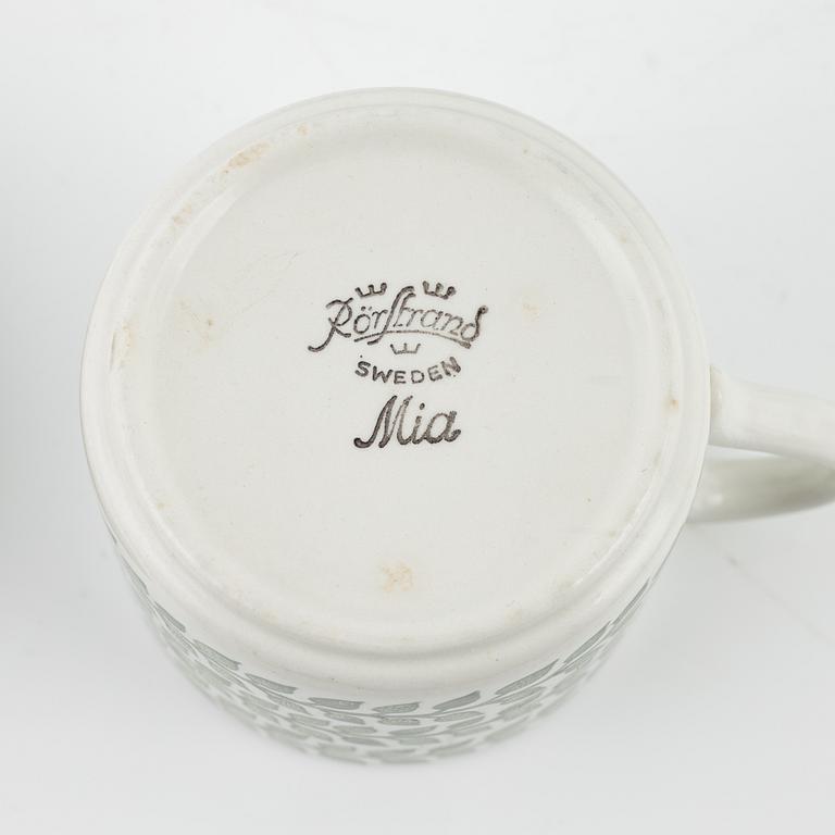 Kaffekoppar med fat, 5 st, "Mia", Rörstrand, 1900-talets andra hälft.