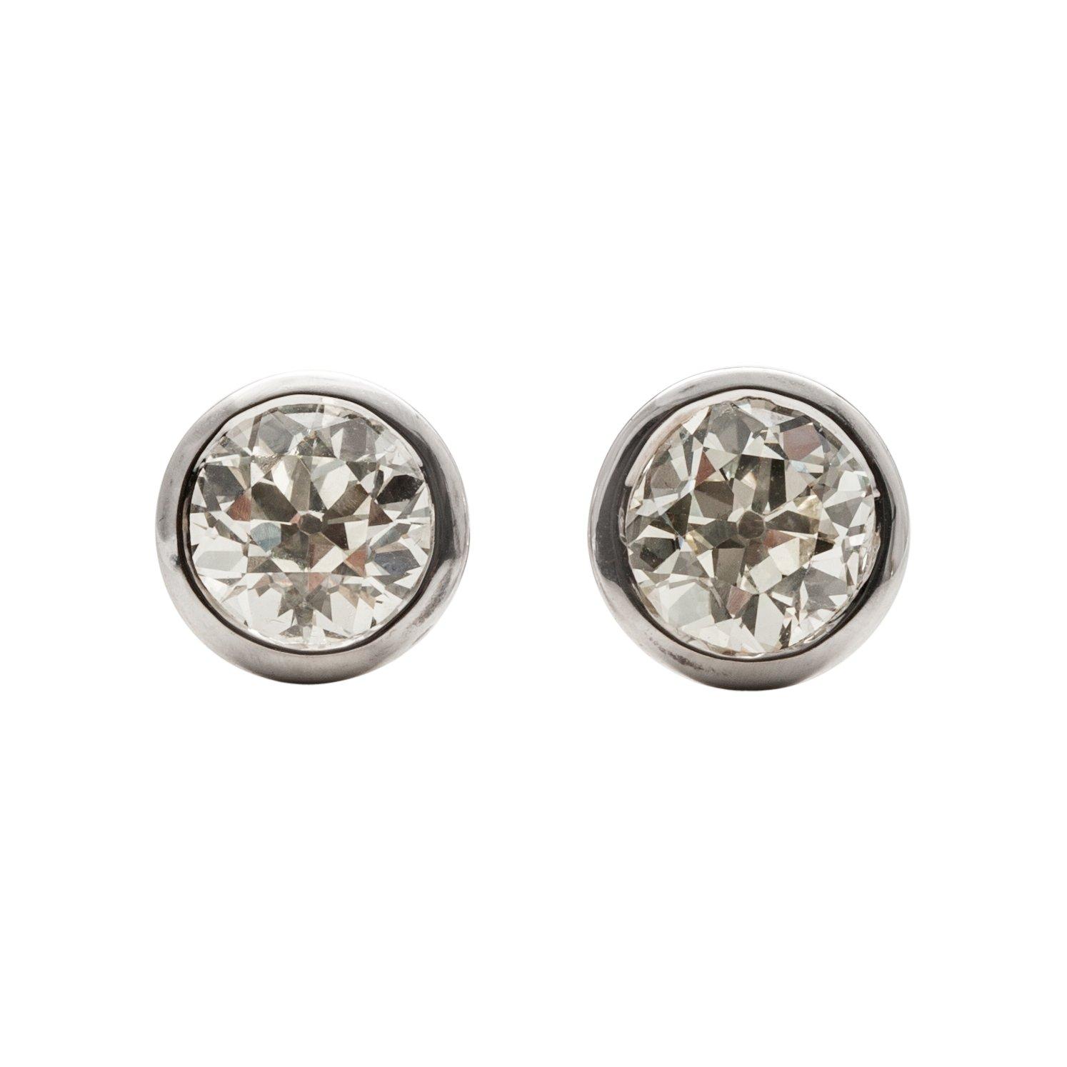 ÖRHÄNGEN, 18K vitguld. Antikslipade diamanter ca 3.97 ct. skiftande/vs.