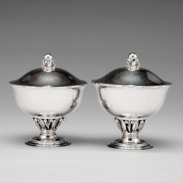 Georg Jensen, a pair of sterling bonbonnières, Copenhagen 1920's, design nr 180 C.