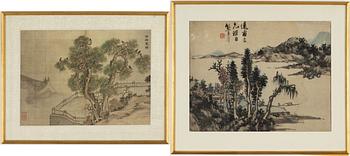 Two Chinese paintings, unidentified artist, watercolour and ink on silk and paper, China, 20th century.