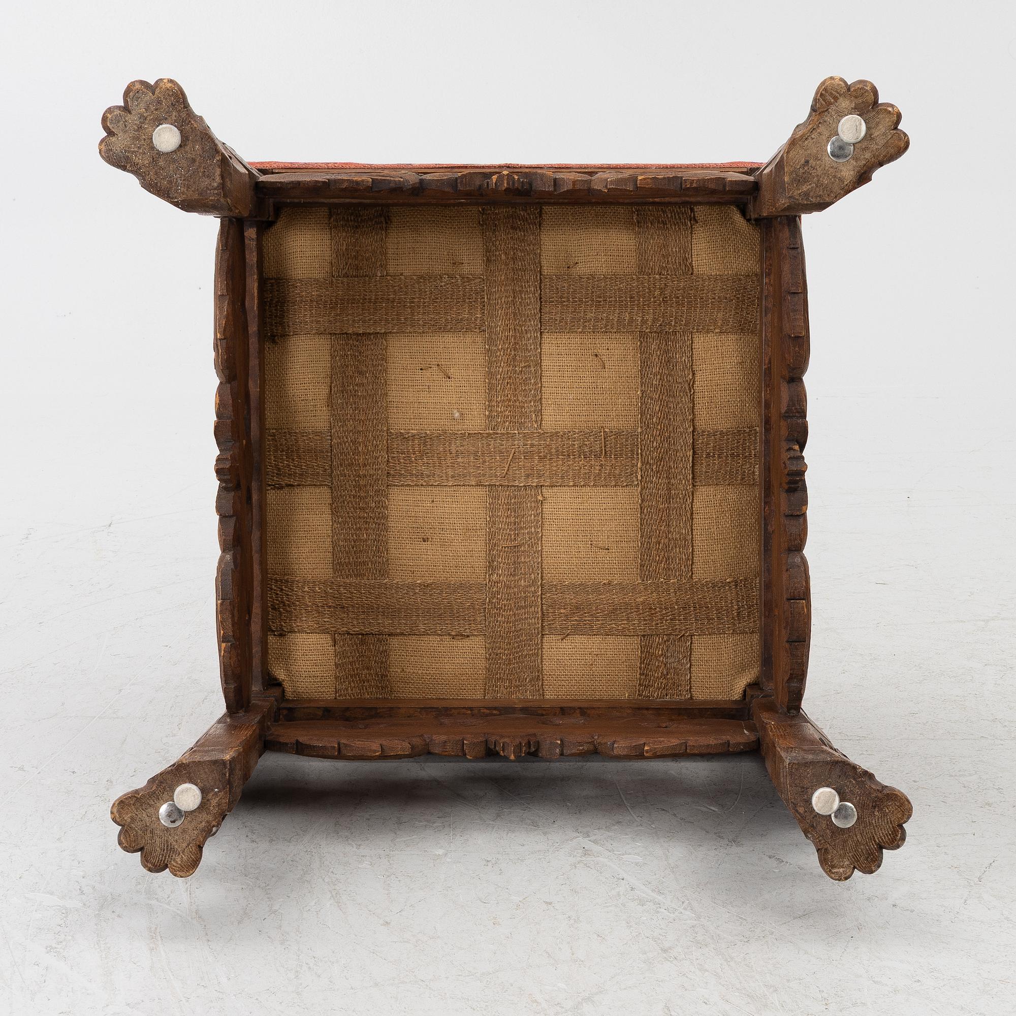 Five Baroque style stools, circa 1900.