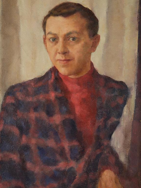 Lotte Laserstein, "Porträtt av en Gentleman i morgonrock (Jascha Golowanjuk)".