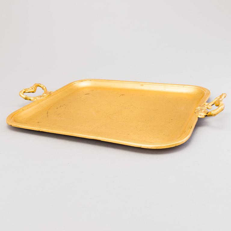 A POLISH TRAY, gilt silver plate, Fraget/Warszawie, late 19th century.