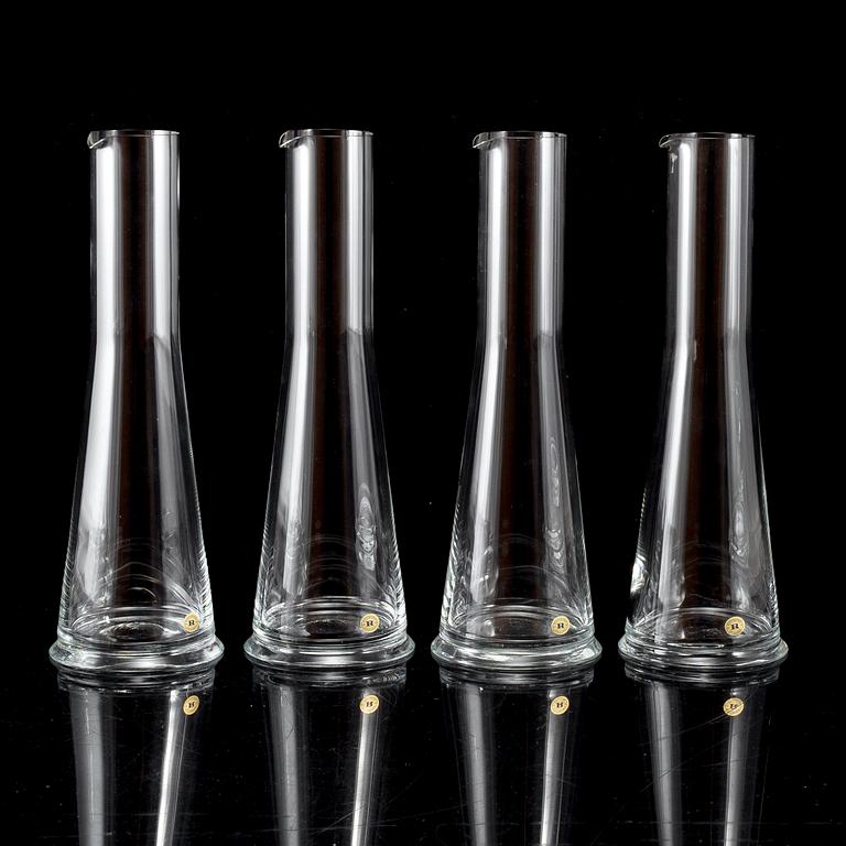 KARAFFER, 4 st, "Basic", Margareta Hennix, Reijmyre Glasbruk.