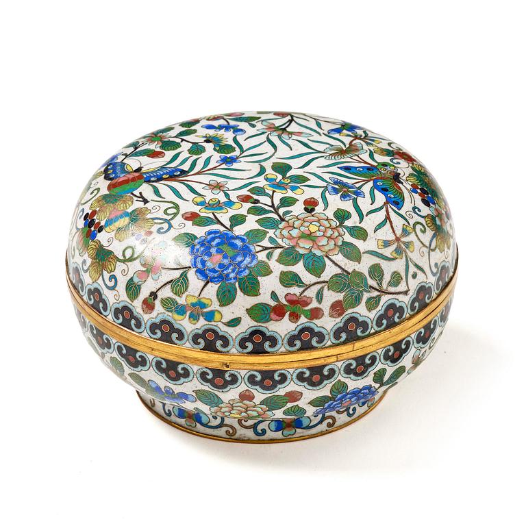 Ask med lock, cloisonné, Kina, 1900-tal.