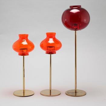 Three candle lanterns, designed by Hans-Agne Jakobsson for AB Hans-Agne Jakobsson, 1960/70s.