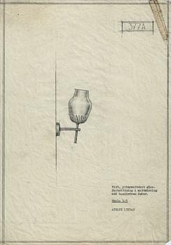 Hans Bergström, a rare pair of wall lamps model "377A", ateljé Lyktan, Åhus, 1940s-50s.