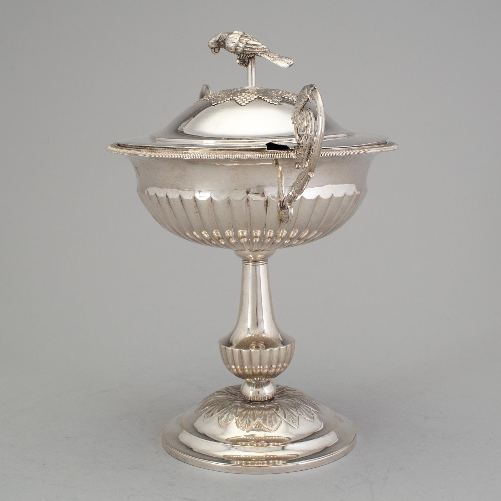 ANDERS LUNDQVIST, Stockholm, 1826, sockerskål, silver, empire.