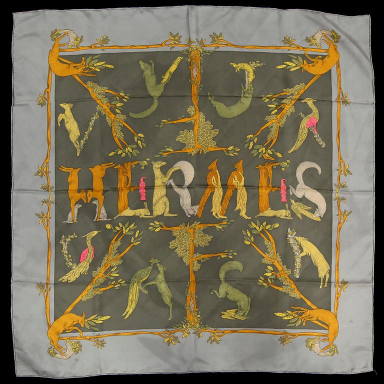 SCARF, siden, Alphabet III, Anne Faivre, Hermes, Paris. 1900/2000-tal.