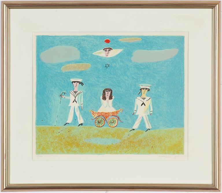 Madeleine Pyk, färglitografi, 1977, signerad 229/250.