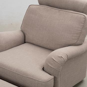 Armchair with footstool, Howard model.