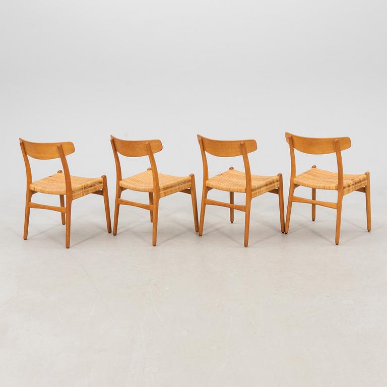 Hans J. Wegner, stolar, 4 st, "Spisestolen/ CH-23", Carl Hansen & Son, Odense, Danmark sent 1900-tal.