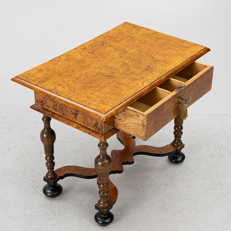 A Swedish late Baroque burr-alder table, first part 18th century.