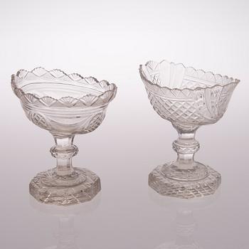 Two footed glass bowls from the 19th century.